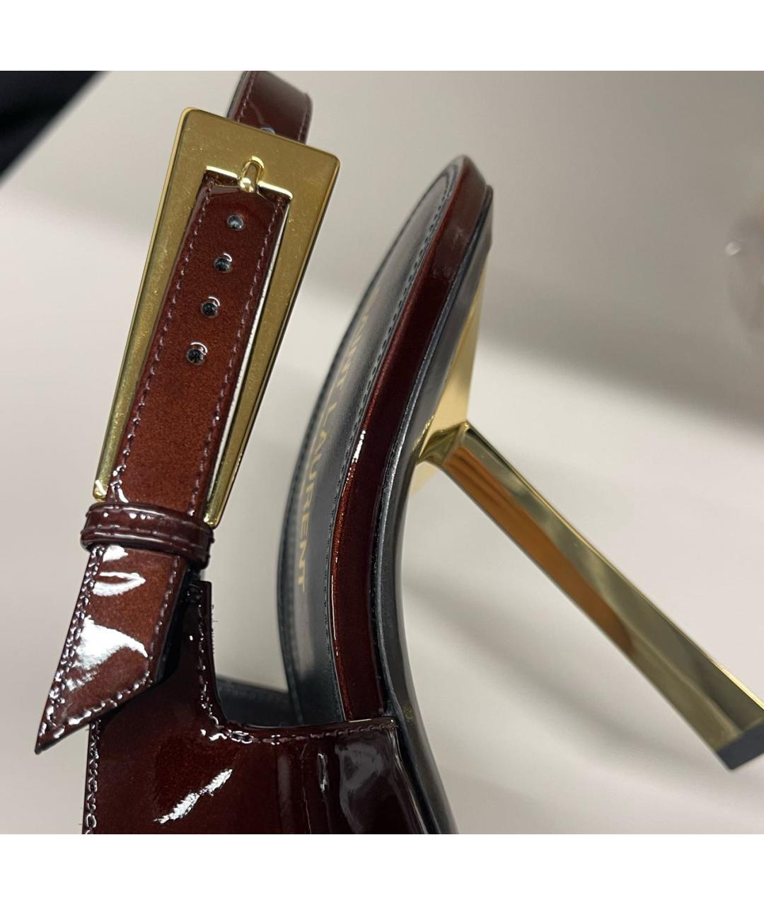 SAINT LAURENT Бордовые туфли из лакированной кожи, фото 5
