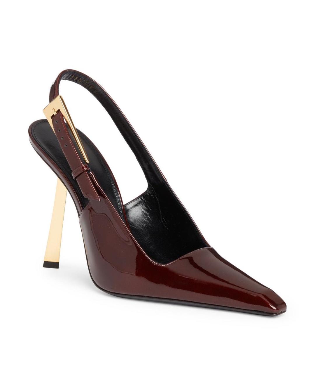 SAINT LAURENT Бордовые туфли из лакированной кожи, фото 2