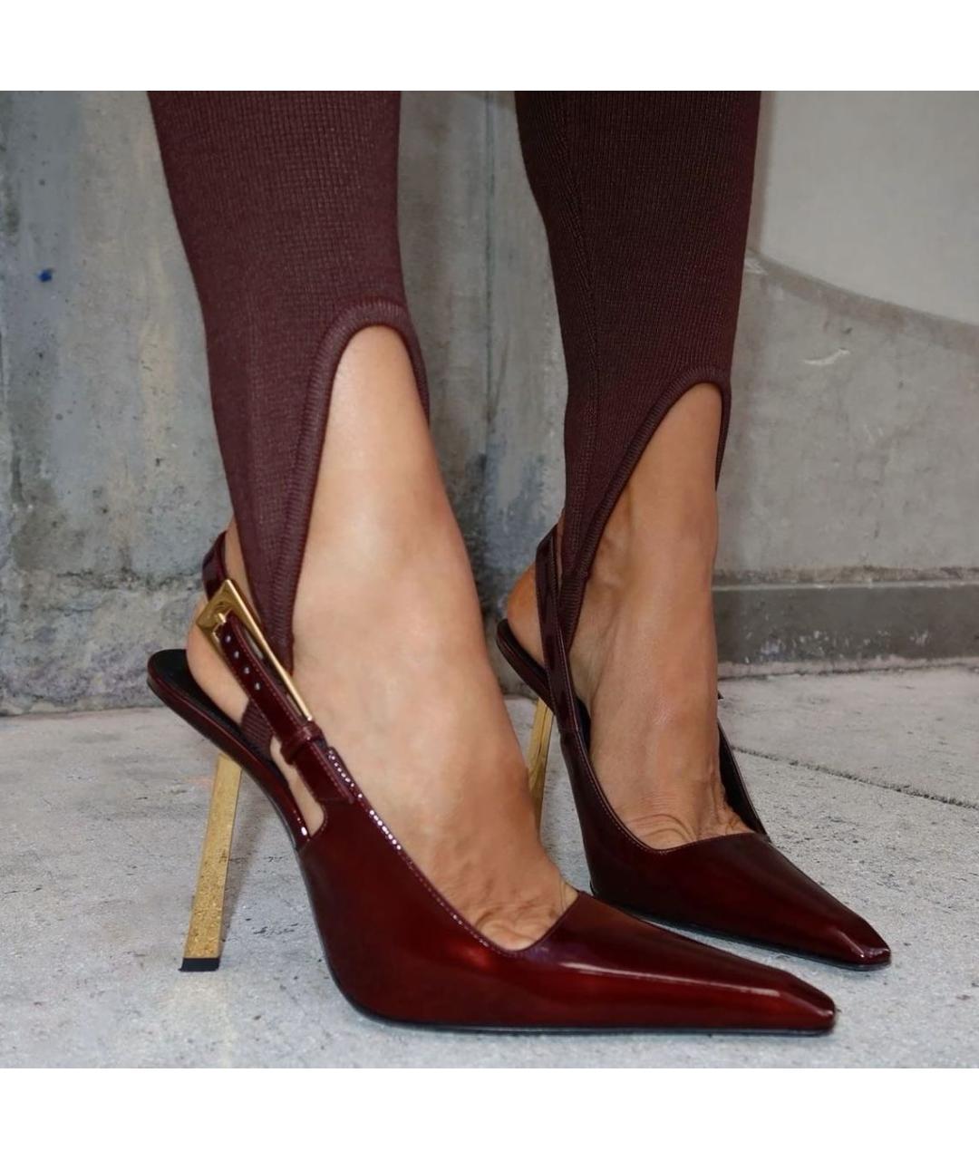 SAINT LAURENT Бордовые туфли из лакированной кожи, фото 3