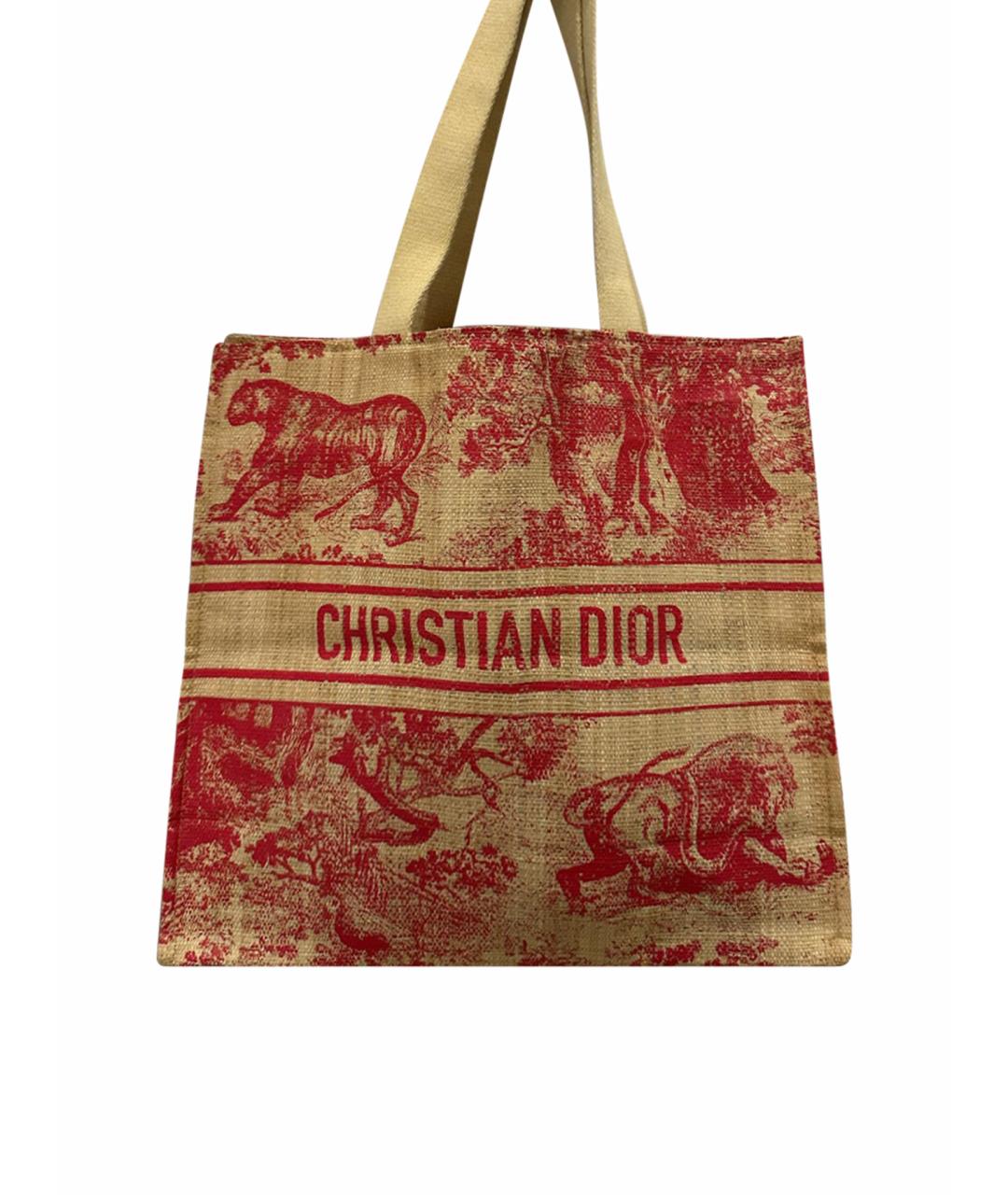 CHRISTIAN DIOR PRE-OWNED Красная пелетеная сумка тоут, фото 1