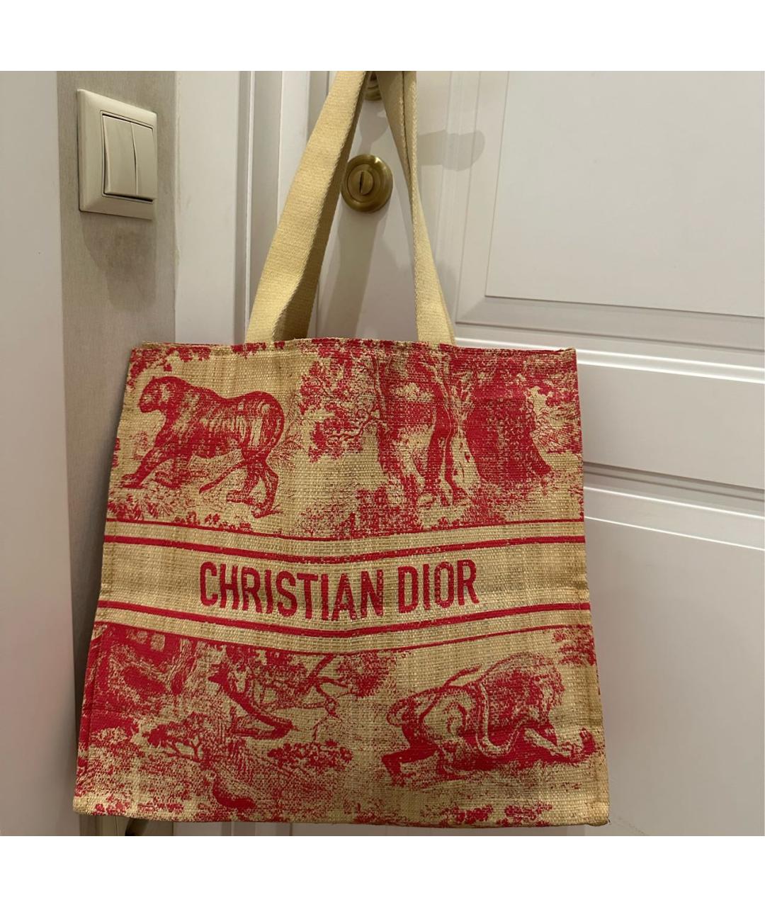 CHRISTIAN DIOR PRE-OWNED Красная пелетеная сумка тоут, фото 4