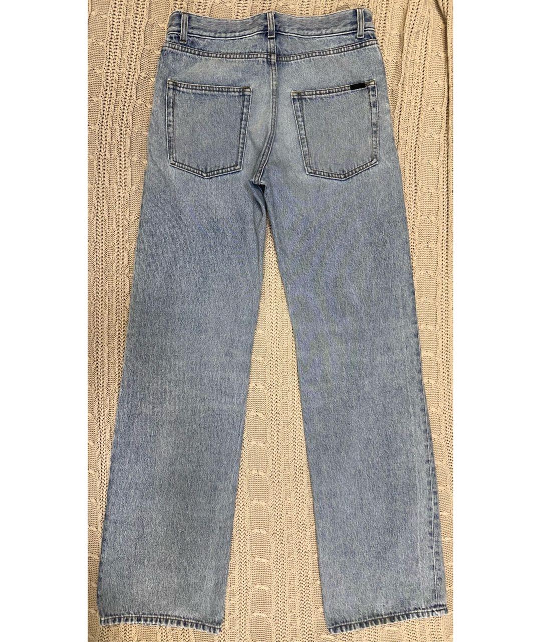 SAINT LAURENT Голубые хлопковые прямые джинсы, фото 2