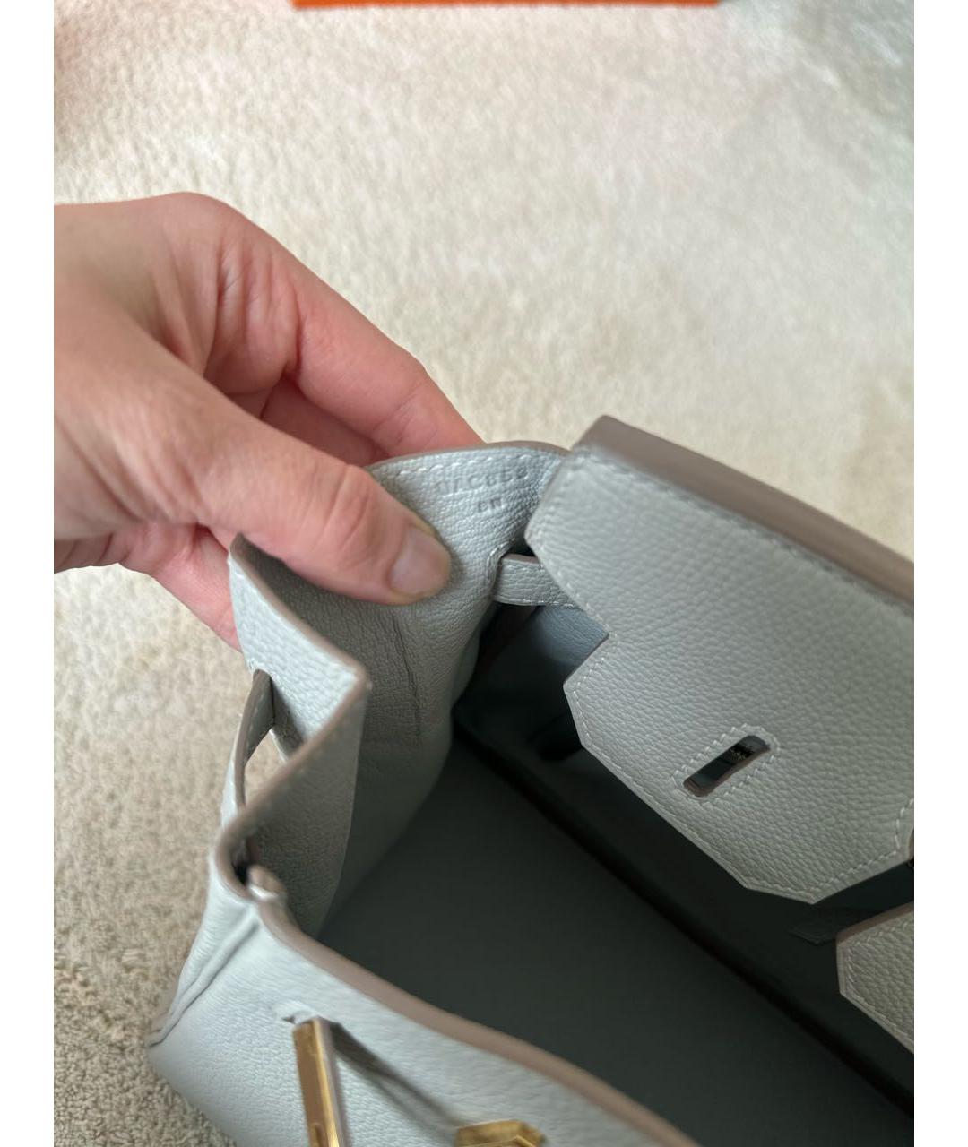 HERMES Серая кожаная сумка с короткими ручками, фото 3