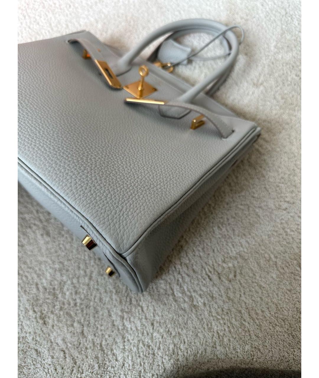 HERMES Серая кожаная сумка с короткими ручками, фото 6