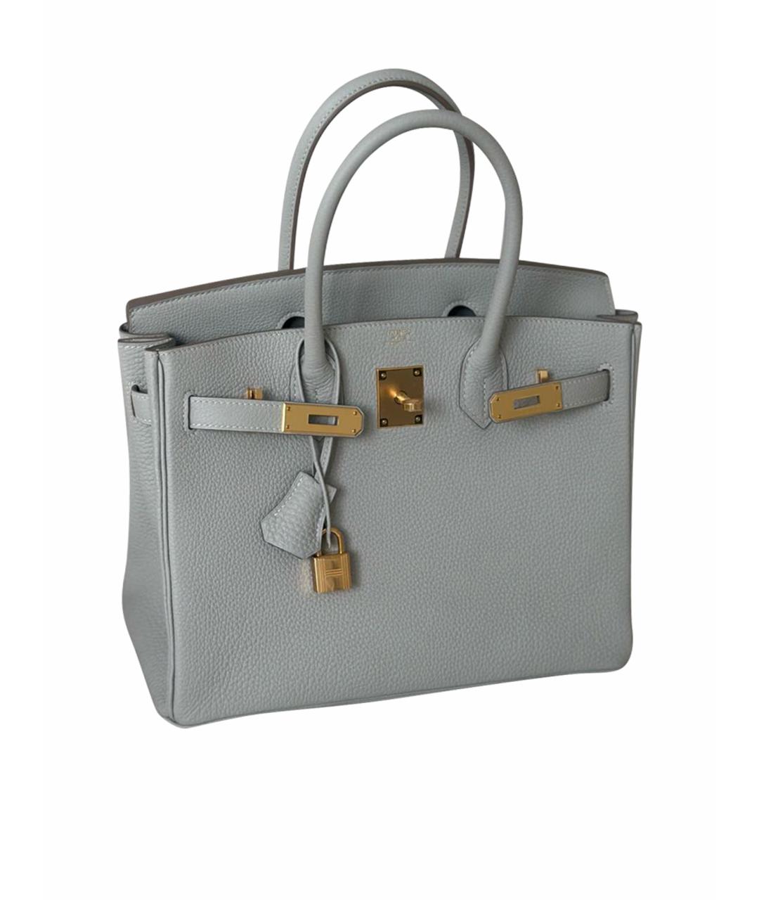 HERMES Серая кожаная сумка с короткими ручками, фото 1