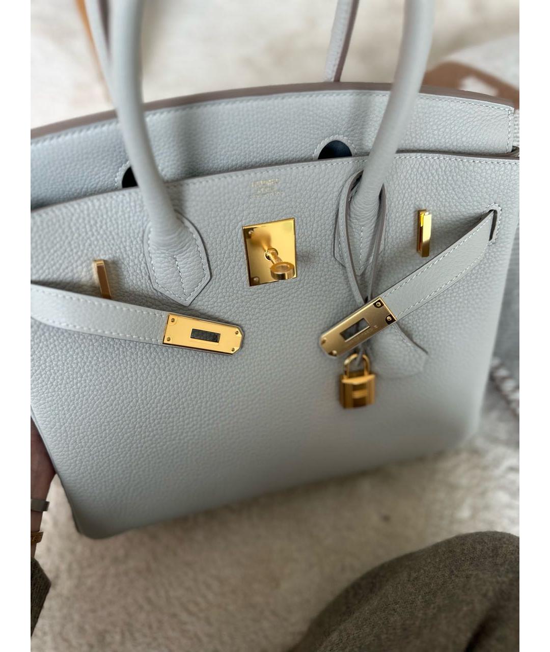 HERMES Серая кожаная сумка с короткими ручками, фото 5
