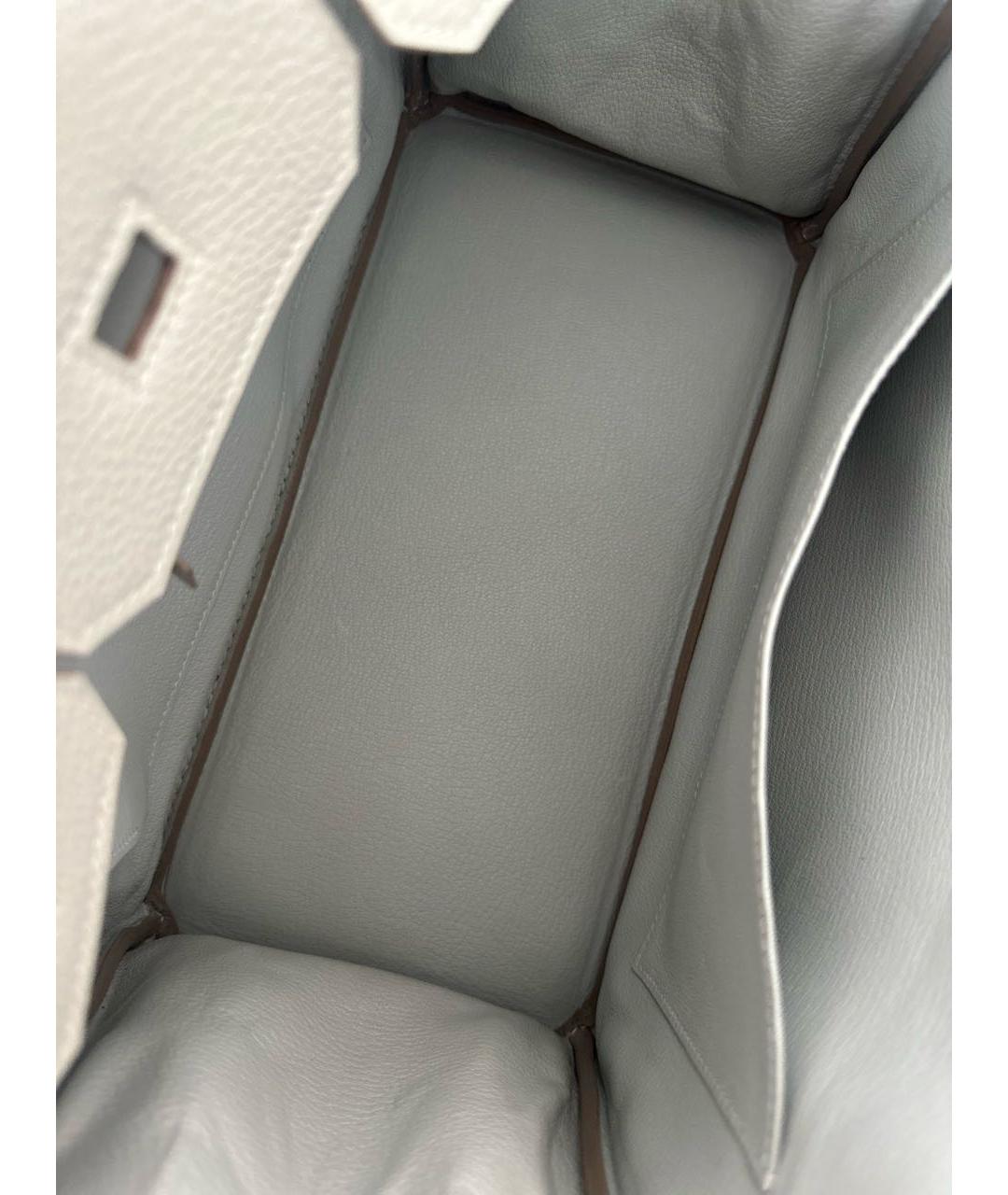 HERMES Серая кожаная сумка с короткими ручками, фото 4