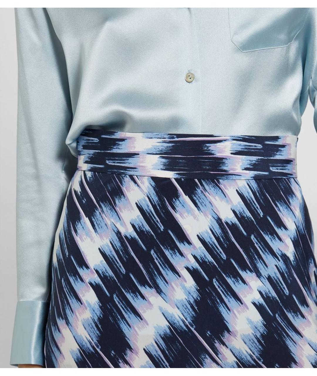 SPORTMAX Синяя шелковая юбка миди, фото 6