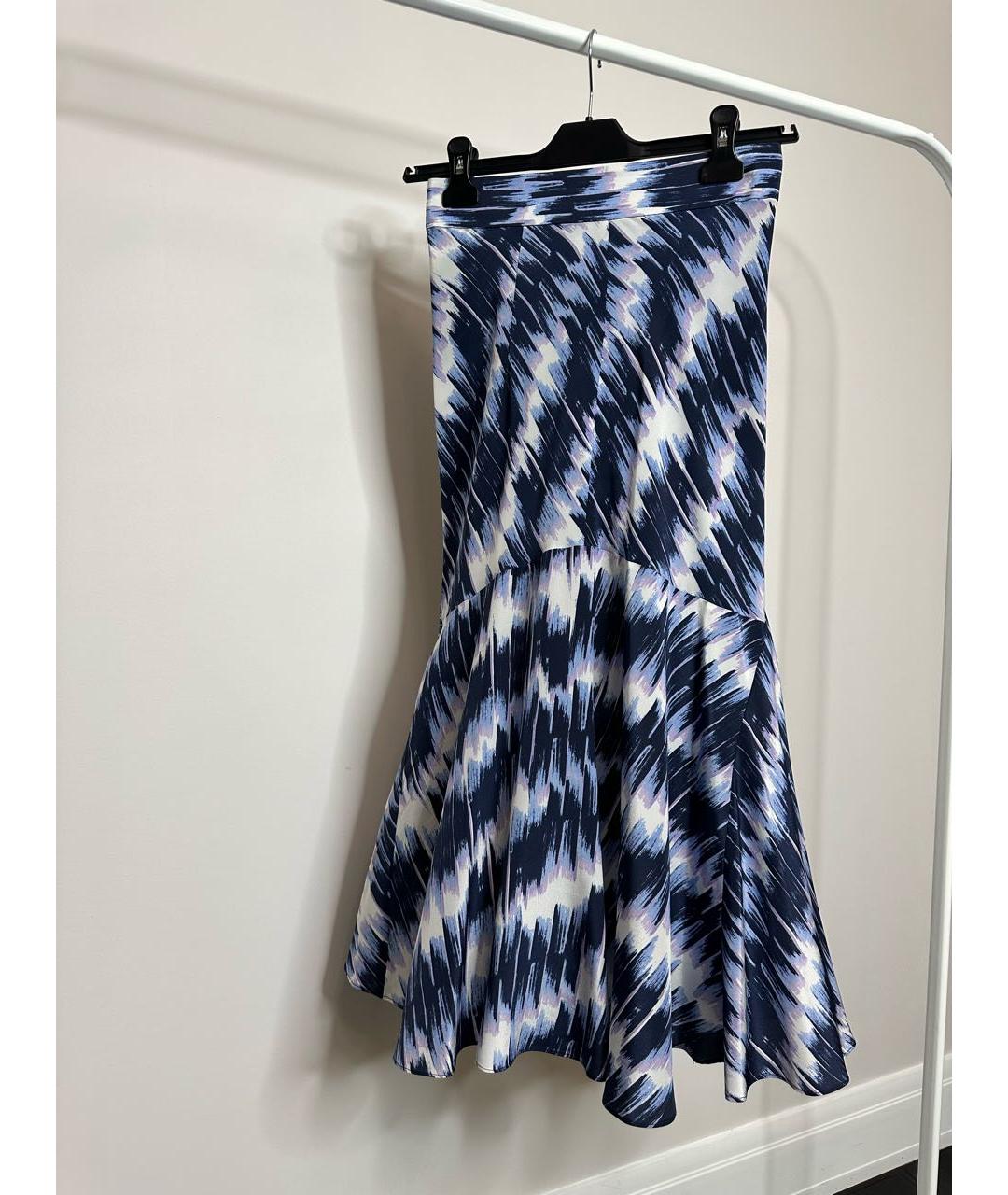 SPORTMAX Синяя шелковая юбка миди, фото 2