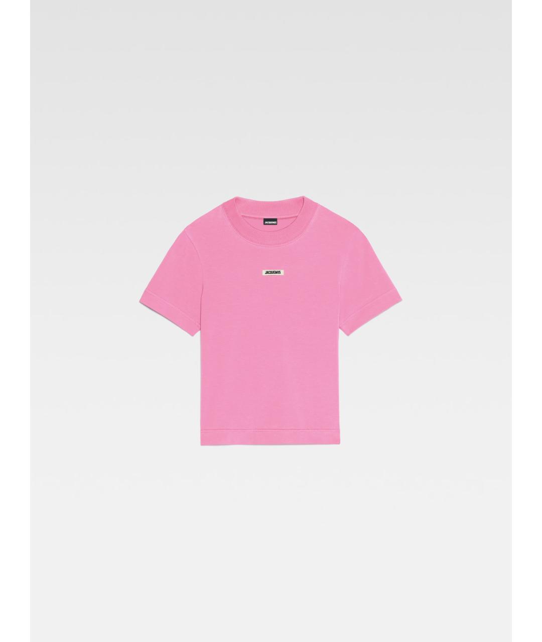 JACQUEMUS Розовая хлопковая футболка, фото 4