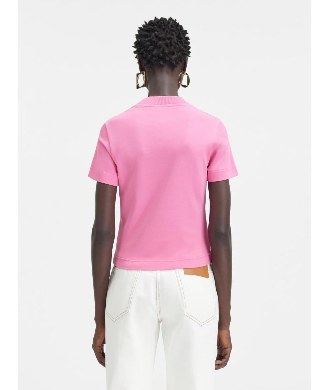 JACQUEMUS Розовая хлопковая футболка, фото 3