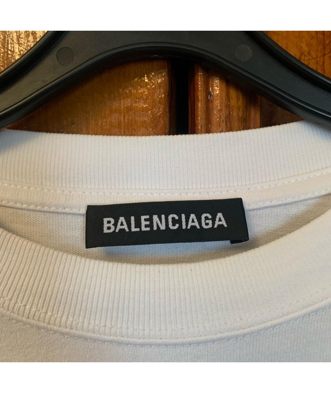 BALENCIAGA Белая хлопковая футболка, фото 3