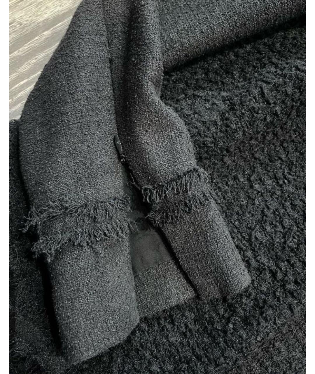 CHANEL PRE-OWNED Черный твидовый жакет/пиджак, фото 4