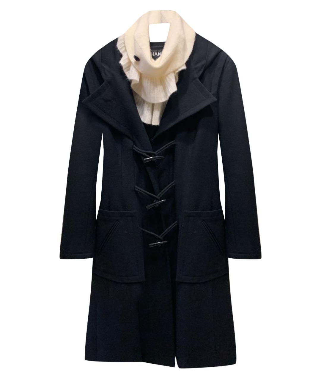 CHANEL PRE-OWNED Черное шерстяное пальто, фото 1