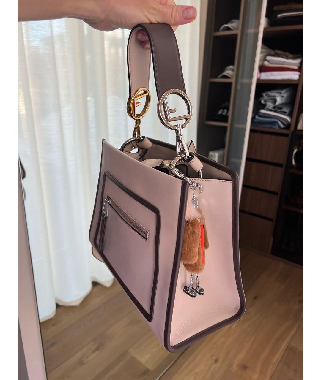 FENDI Розовая кожаная сумка с короткими ручками, фото 8