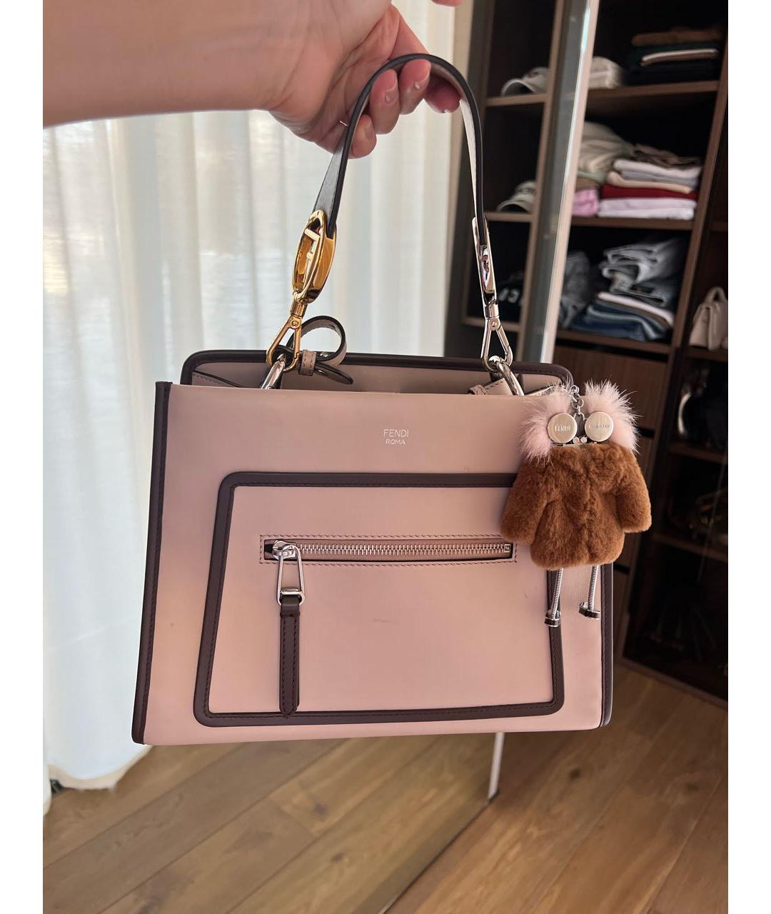 FENDI Розовая кожаная сумка с короткими ручками, фото 9