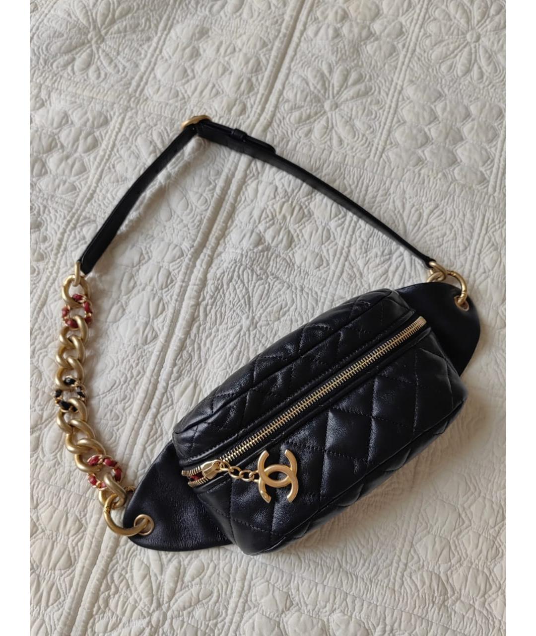 CHANEL Черная кожаная поясная сумка, фото 2