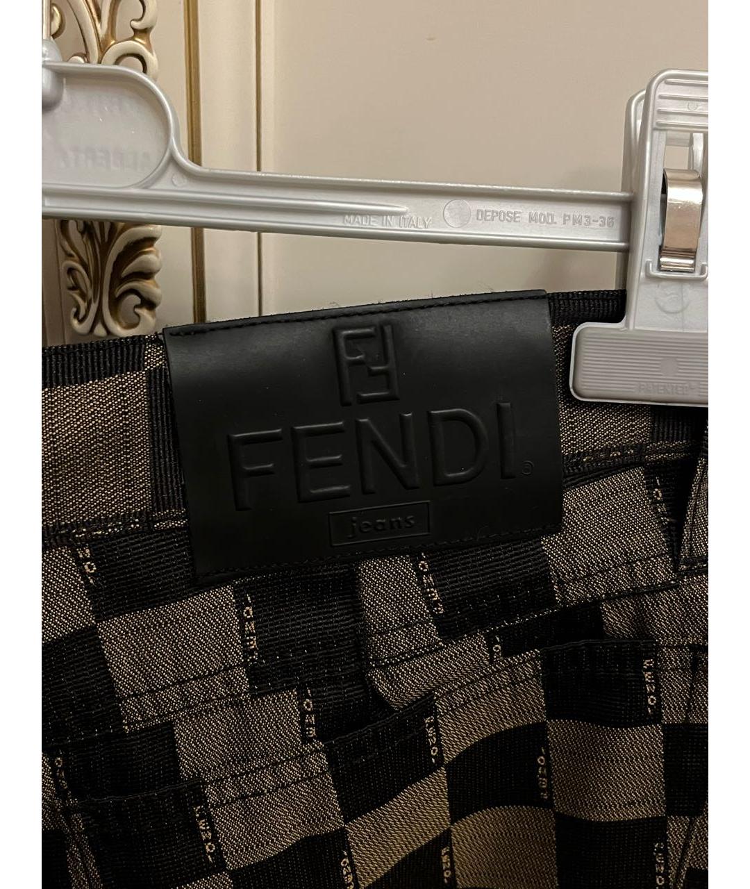 FENDI Коричневые брюки узкие, фото 3