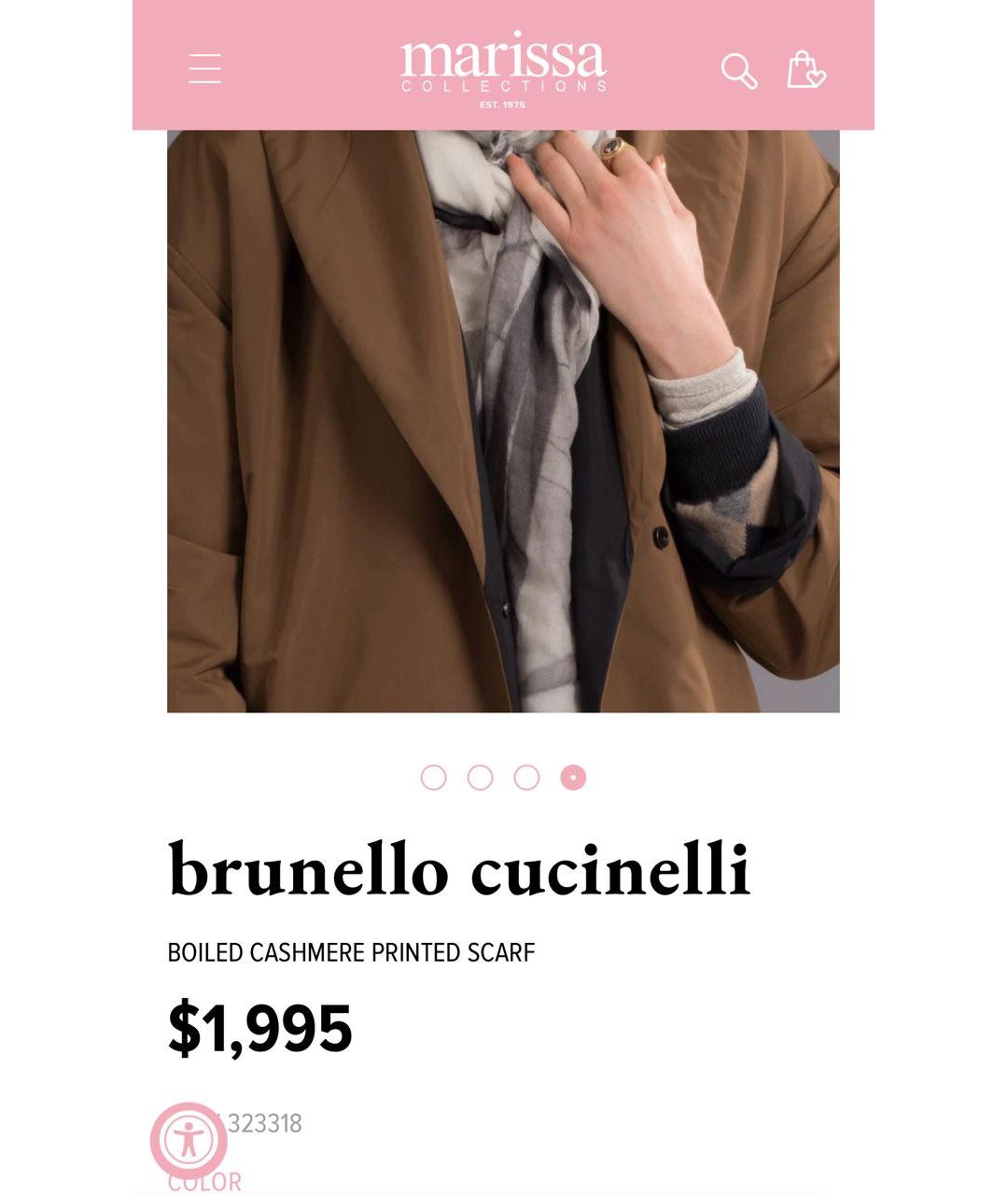 BRUNELLO CUCINELLI Серый кашемировый шарф, фото 7