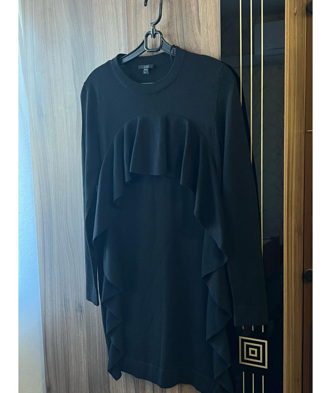 COS Черное шерстяное повседневное платье, фото 4