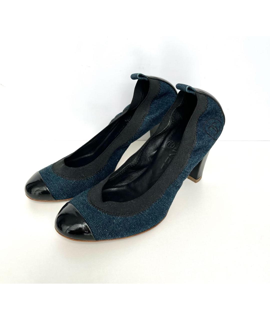 CHANEL PRE-OWNED Синие текстильные туфли, фото 8