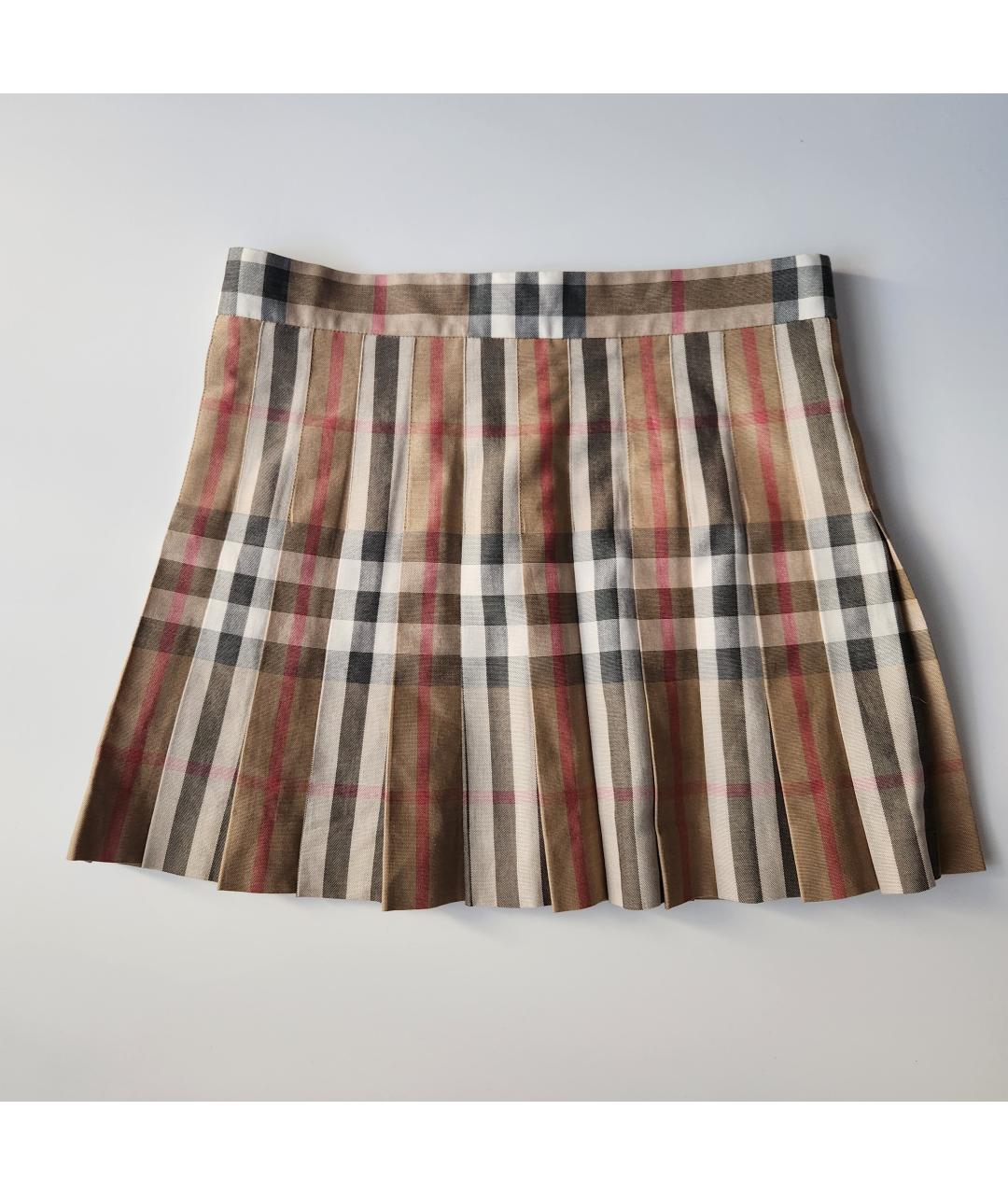 BURBERRY Бежевая хлопковая юбка мини, фото 2