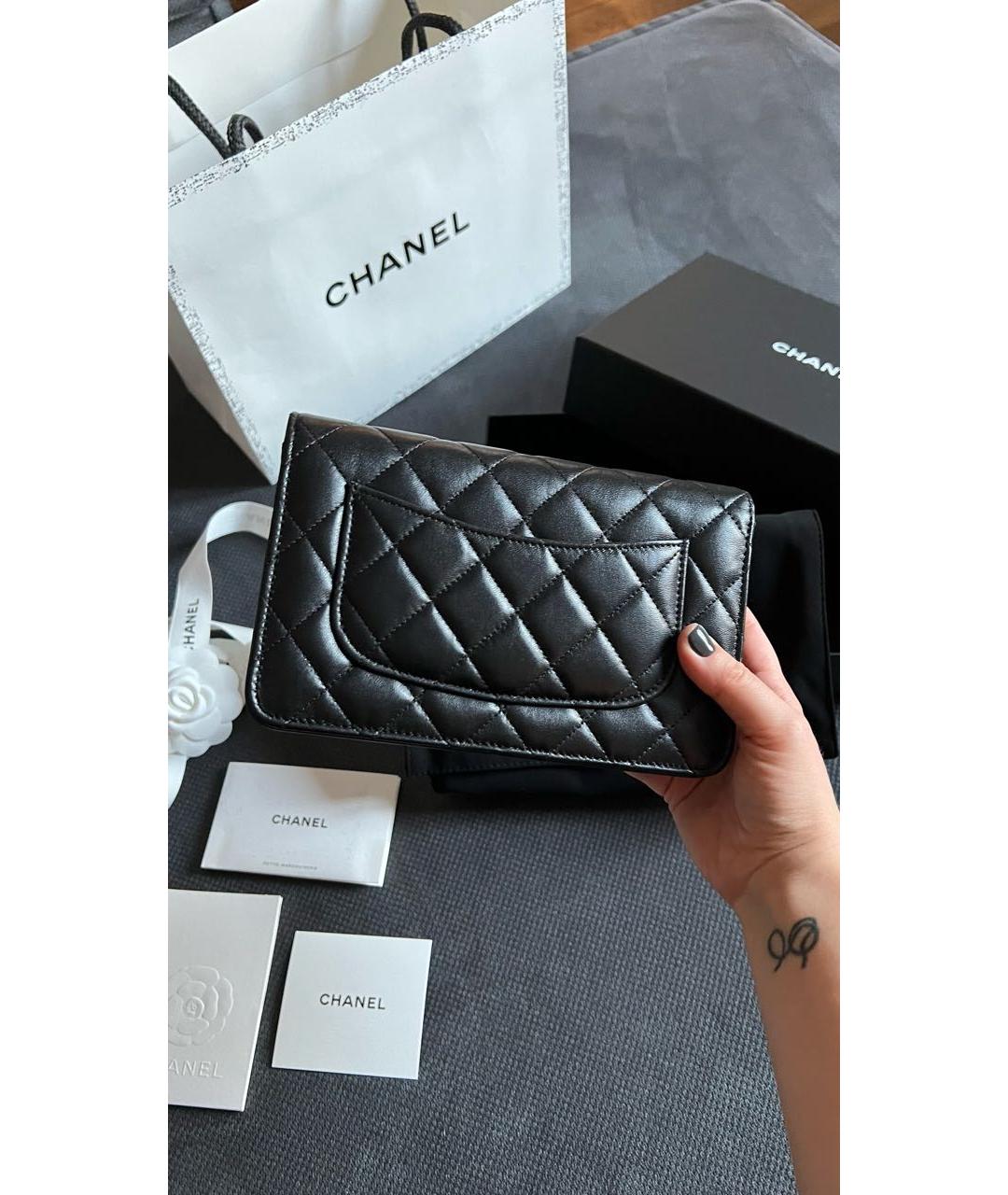 CHANEL PRE-OWNED Черная кожаная сумка через плечо, фото 6