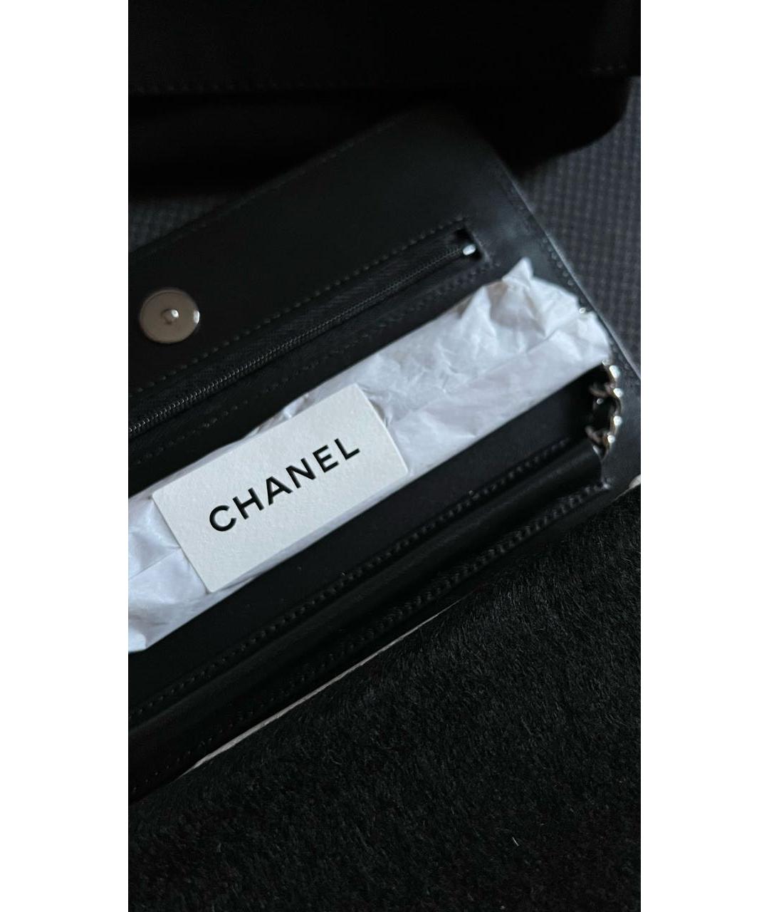 CHANEL PRE-OWNED Черная кожаная сумка через плечо, фото 8