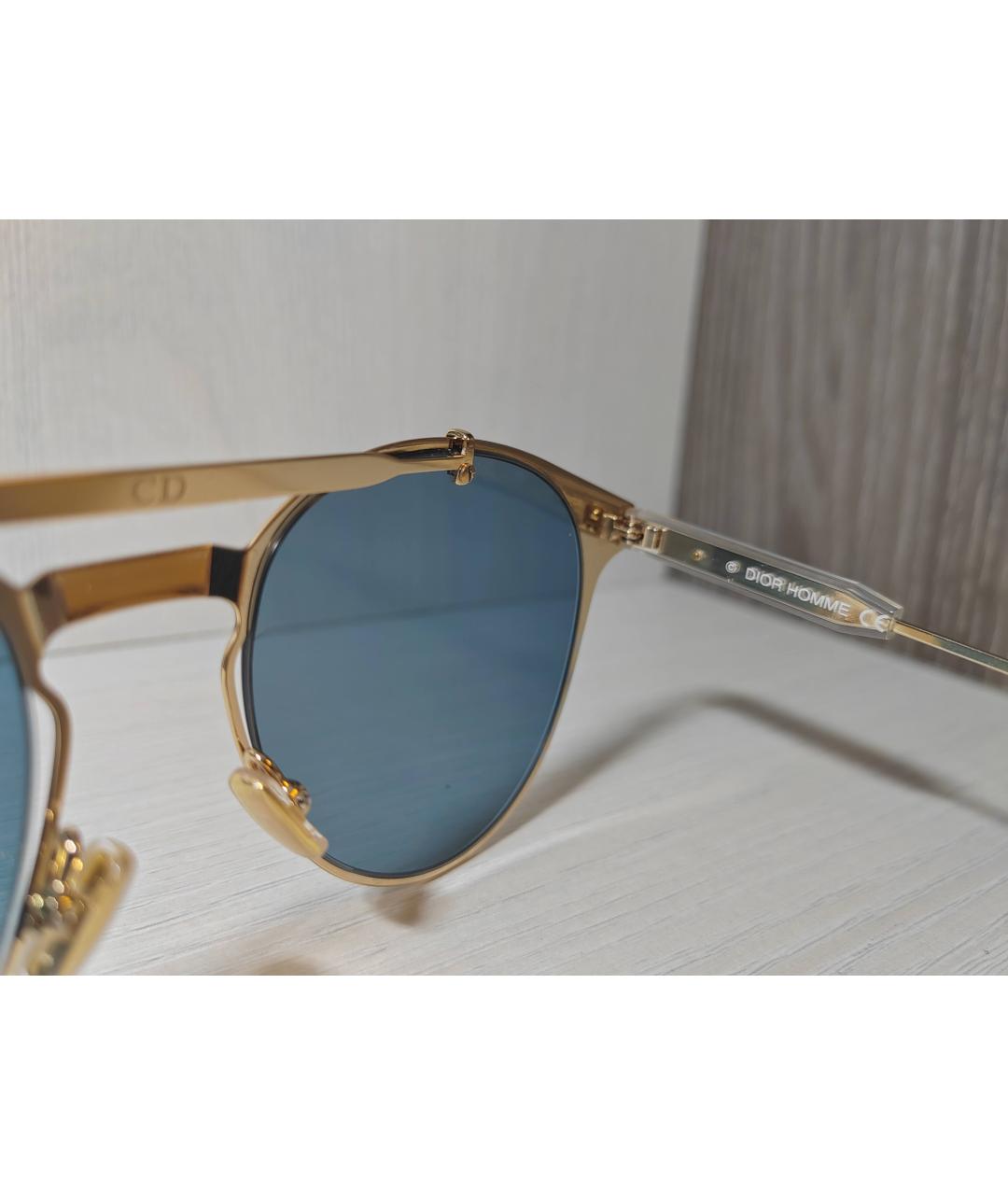 DIOR HOMME Золотые металлические солнцезащитные очки, фото 6