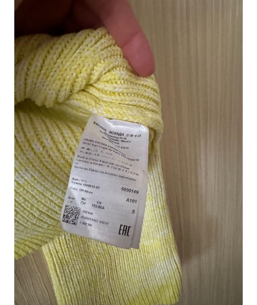 ESCADA Желтый хлопковый джемпер / свитер, фото 3