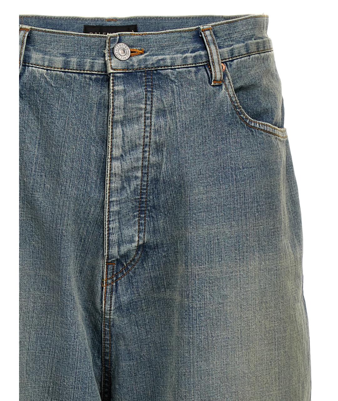 BALENCIAGA Голубые хлопковые прямые джинсы, фото 3