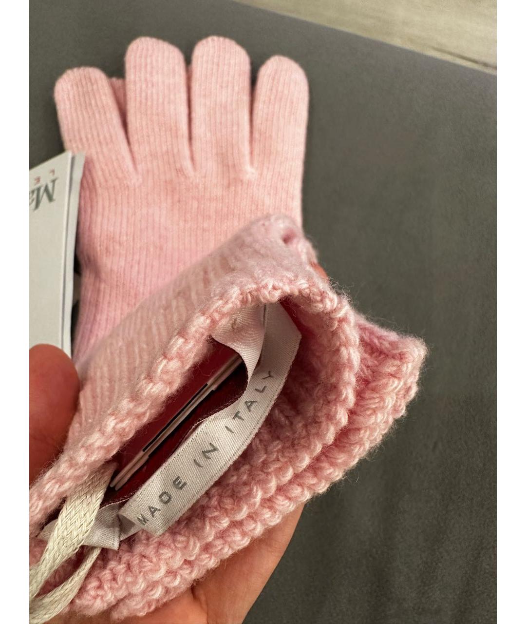 MAX MARA Розовые кашемировые перчатки, фото 3