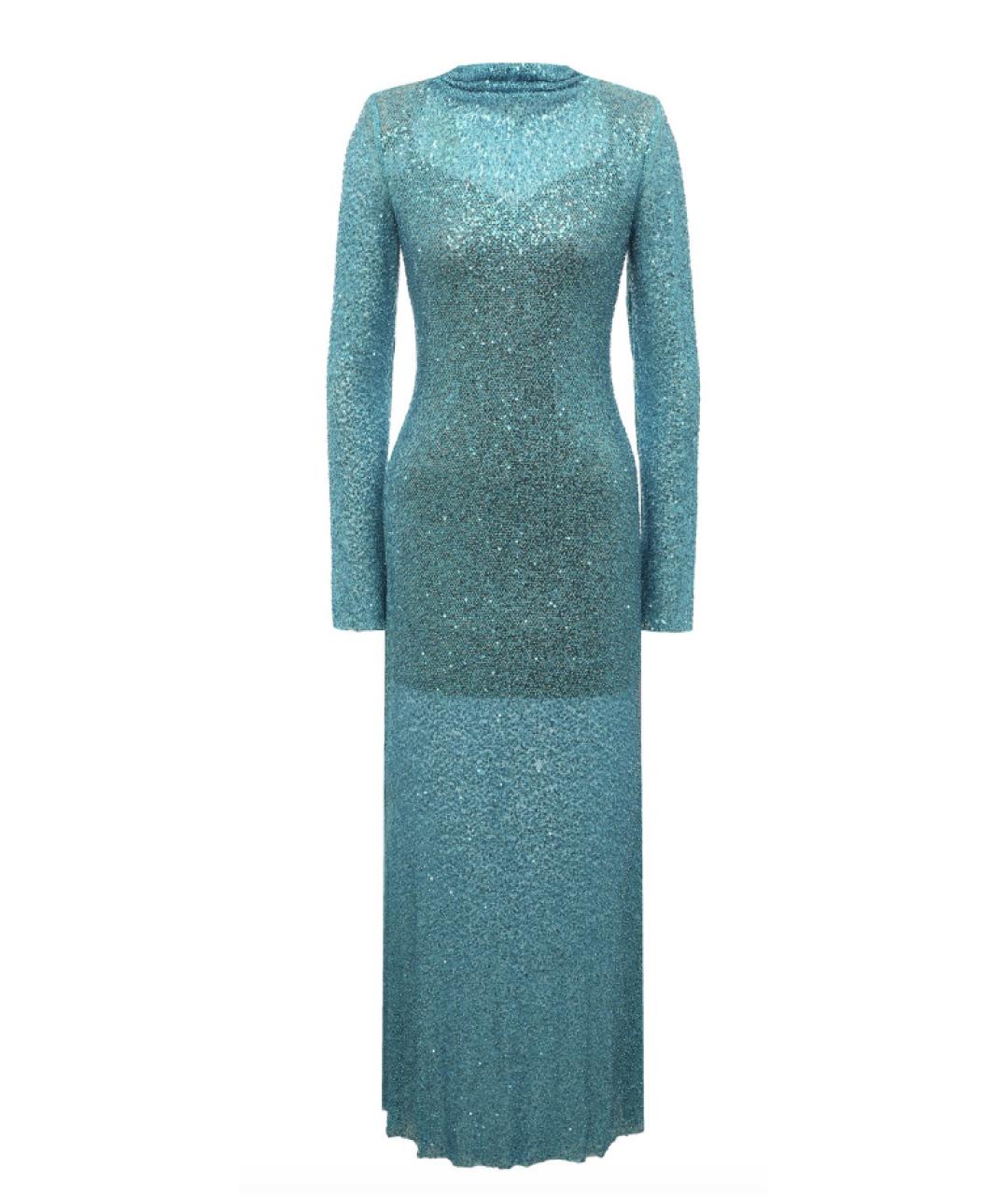 SELF-PORTRAIT Бирюзовое вискозное коктейльное платье, фото 1