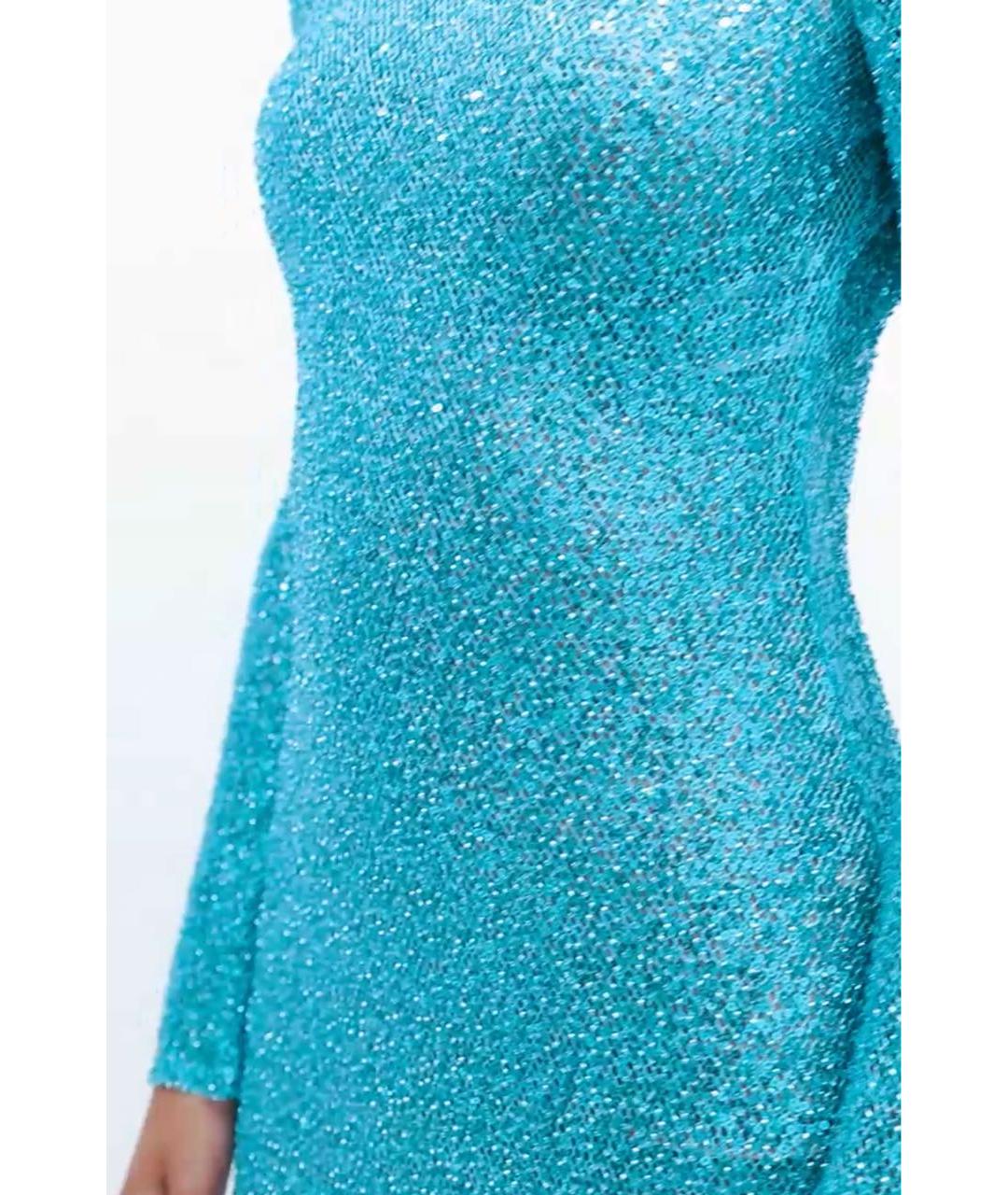 SELF-PORTRAIT Бирюзовое вискозное коктейльное платье, фото 5