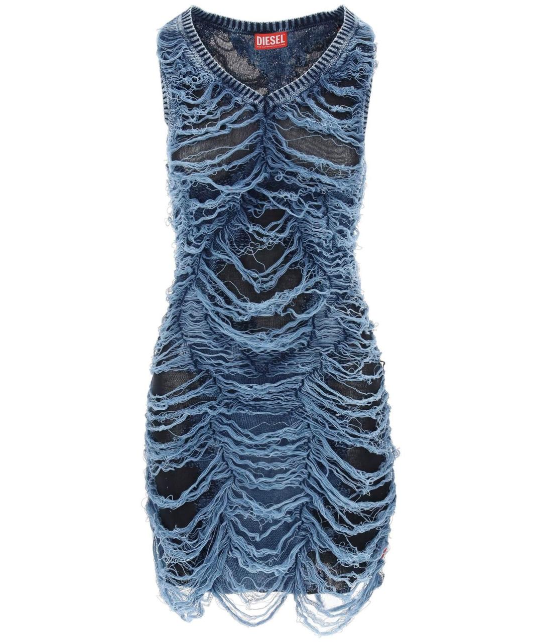 DIESEL Синее хлопковое коктейльное платье, фото 1