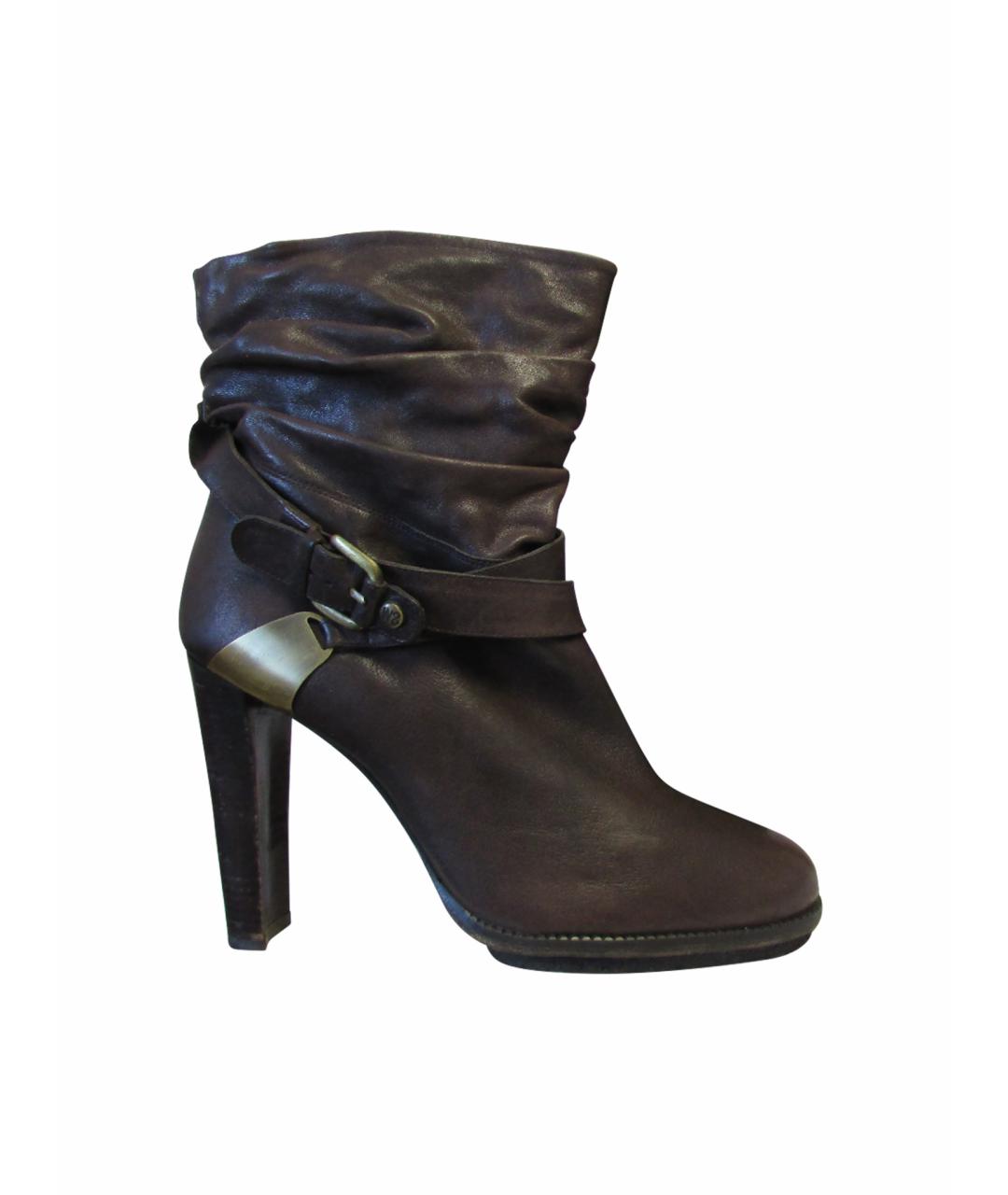 STUART WEITZMAN Коричневые кожаные ботильоны, фото 1