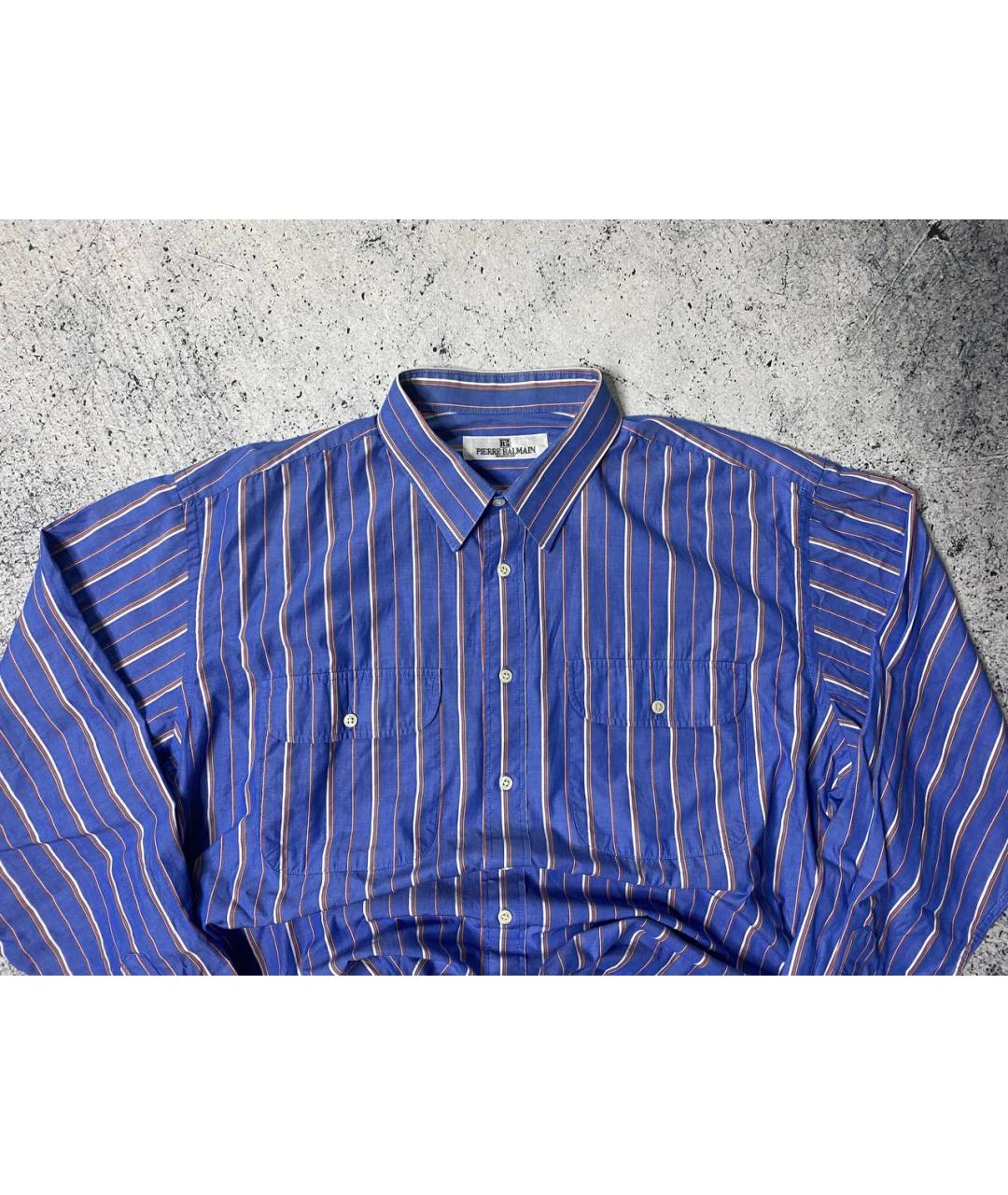 PIERRE BALMAIN Синяя хлопковая классическая рубашка, фото 4