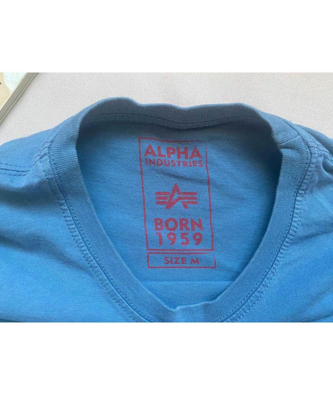 ALPHA INDUSTRIES Голубая хлопковая футболка, фото 4