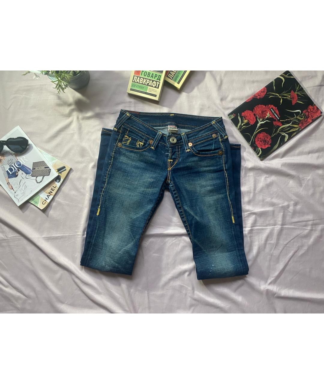 TRUE RELIGION Синие хлопковые джинсы слим, фото 4