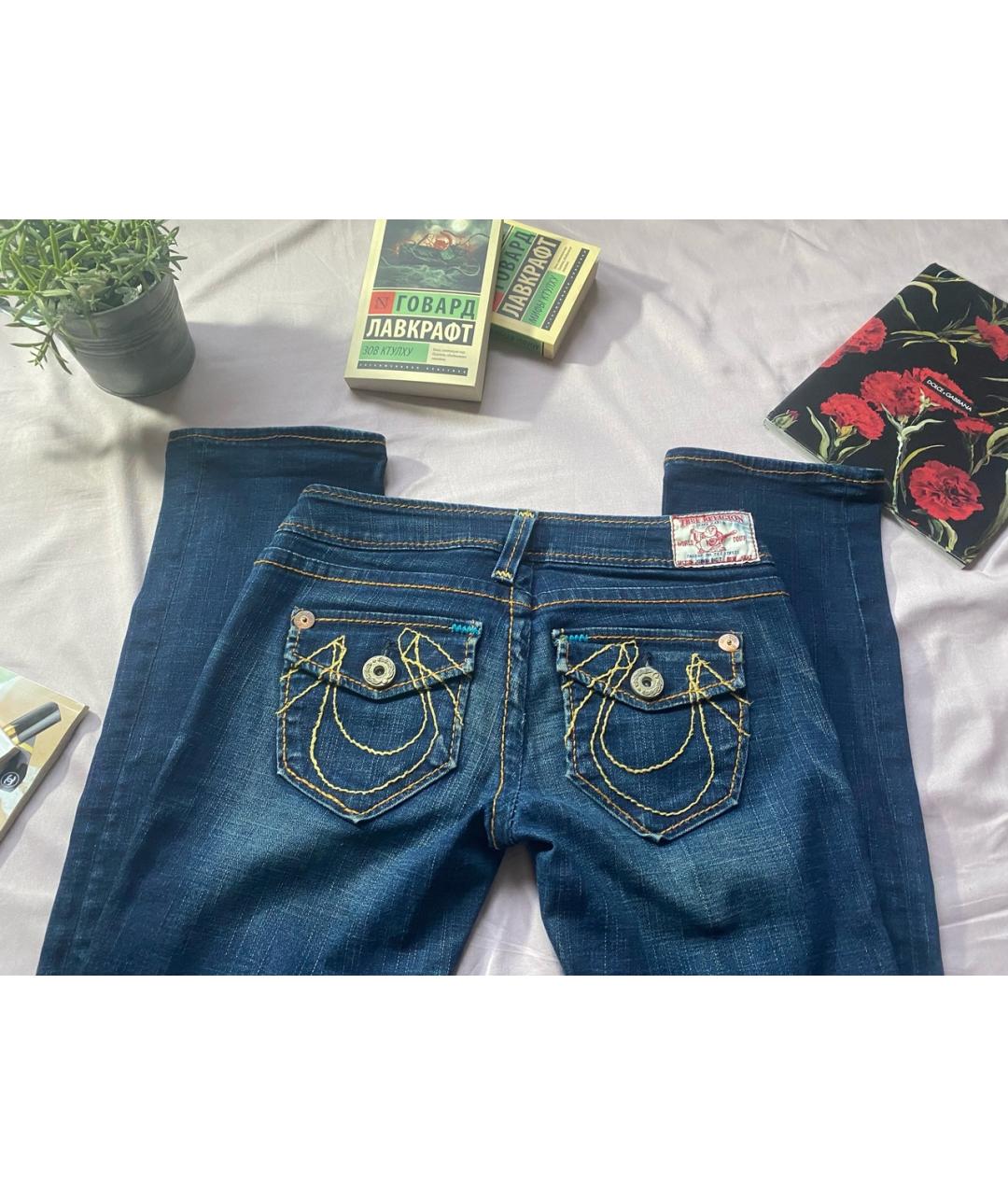 TRUE RELIGION Синие хлопковые джинсы слим, фото 3