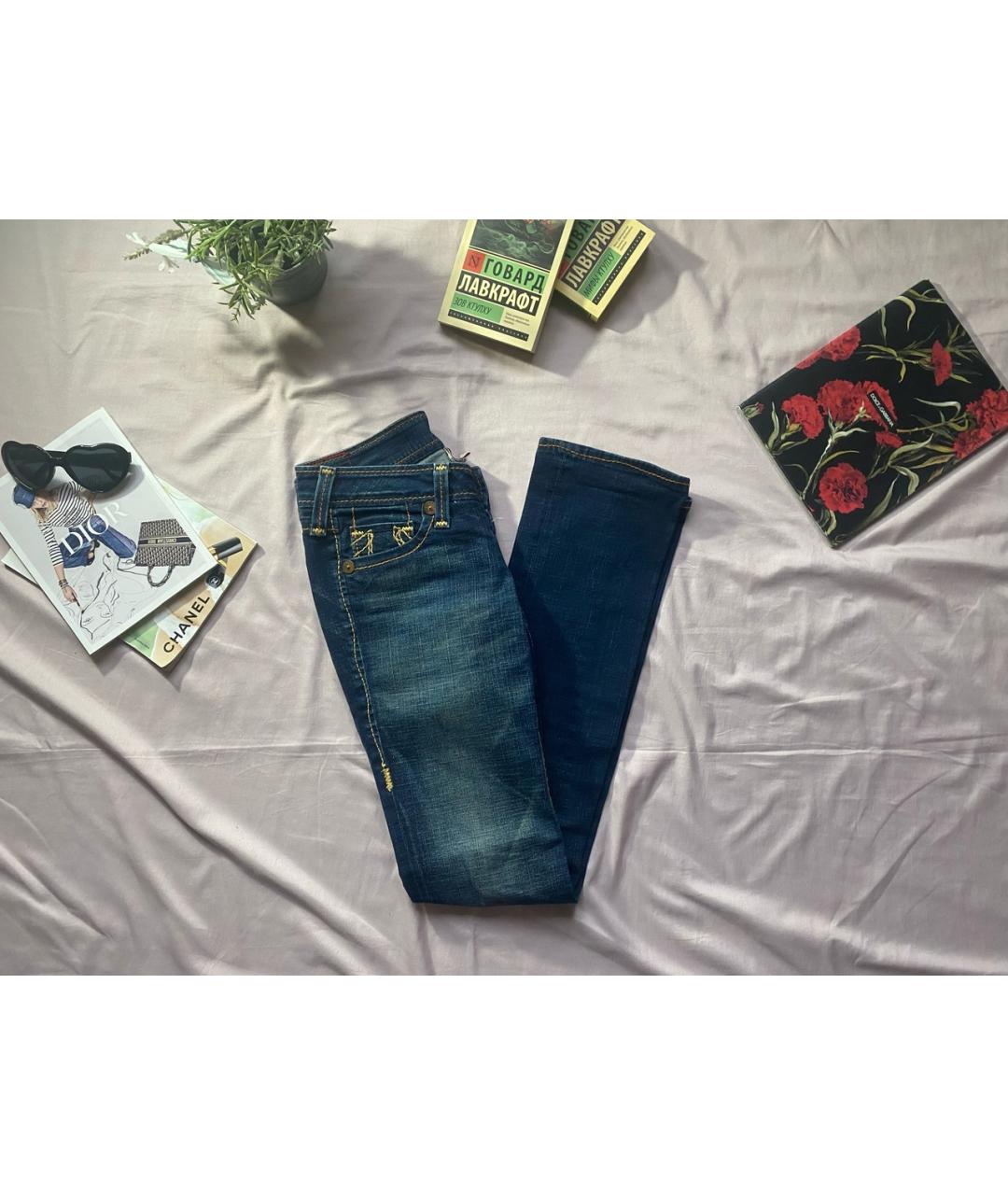 TRUE RELIGION Синие хлопковые джинсы слим, фото 5