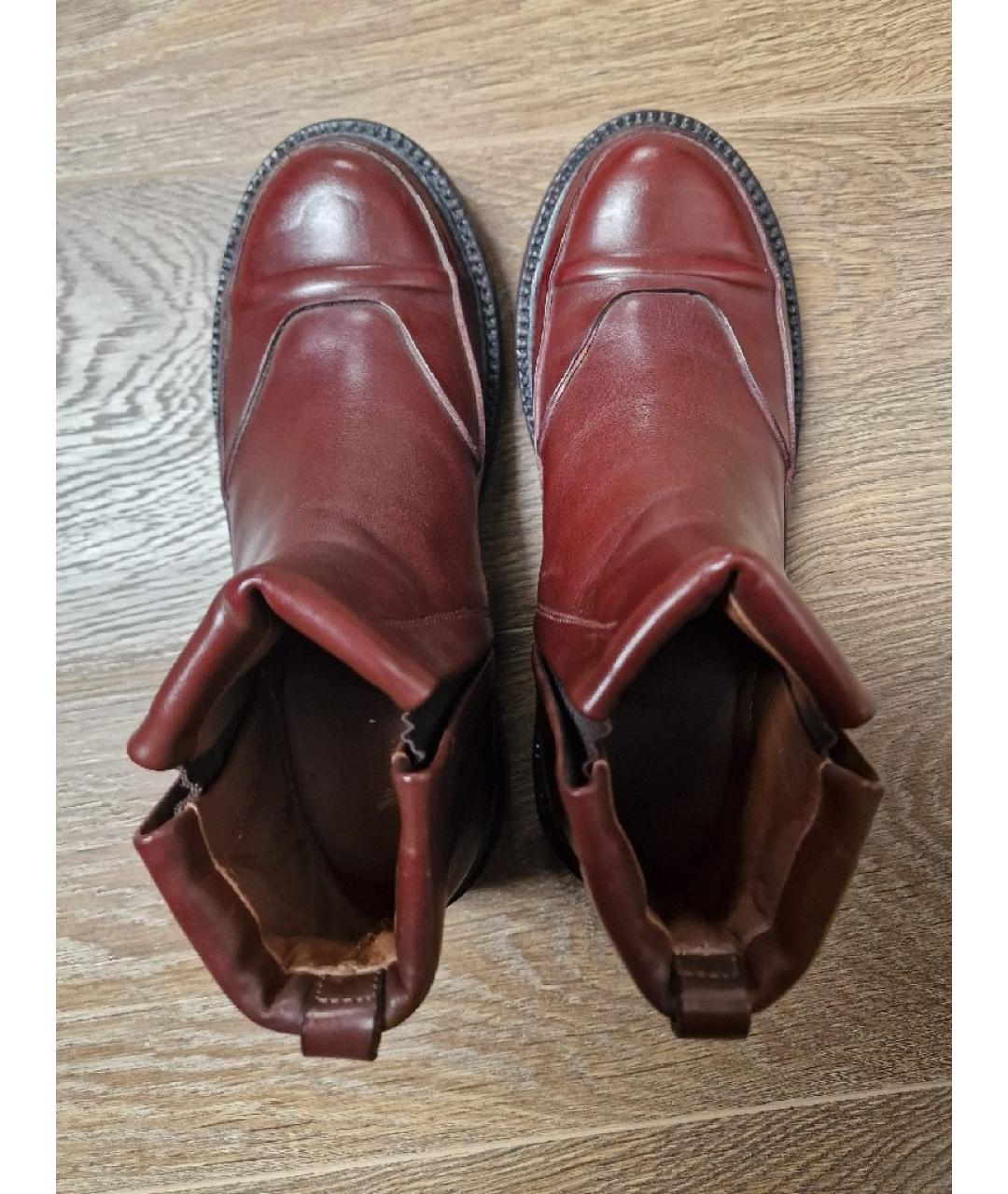 AGNONA Бордовые кожаные ботинки, фото 3