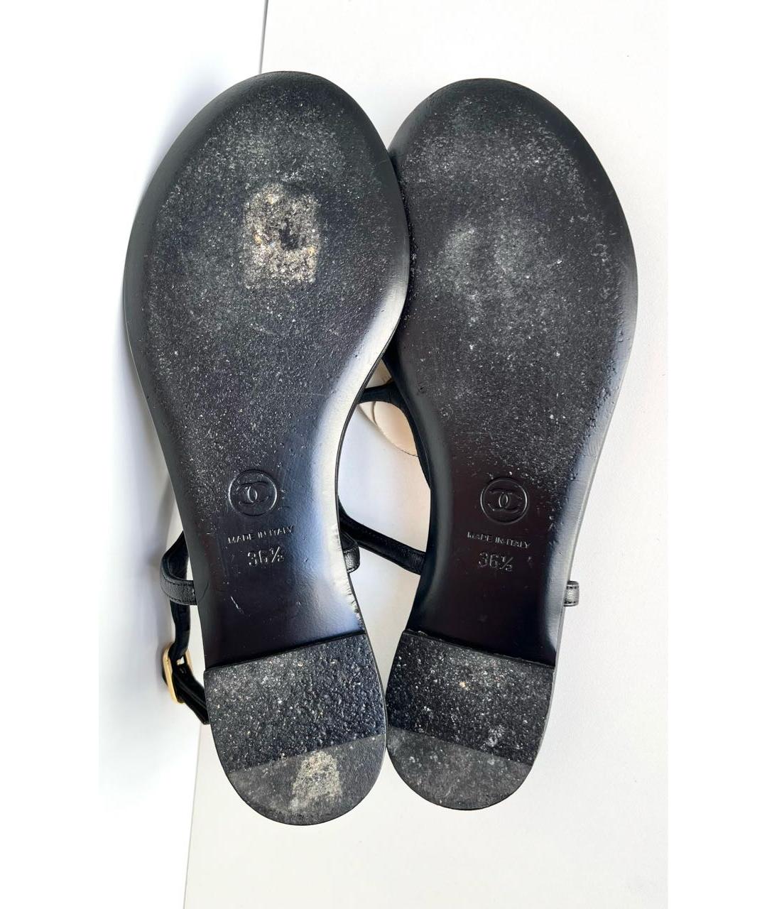 CHANEL PRE-OWNED Черные кожаные сандалии, фото 7