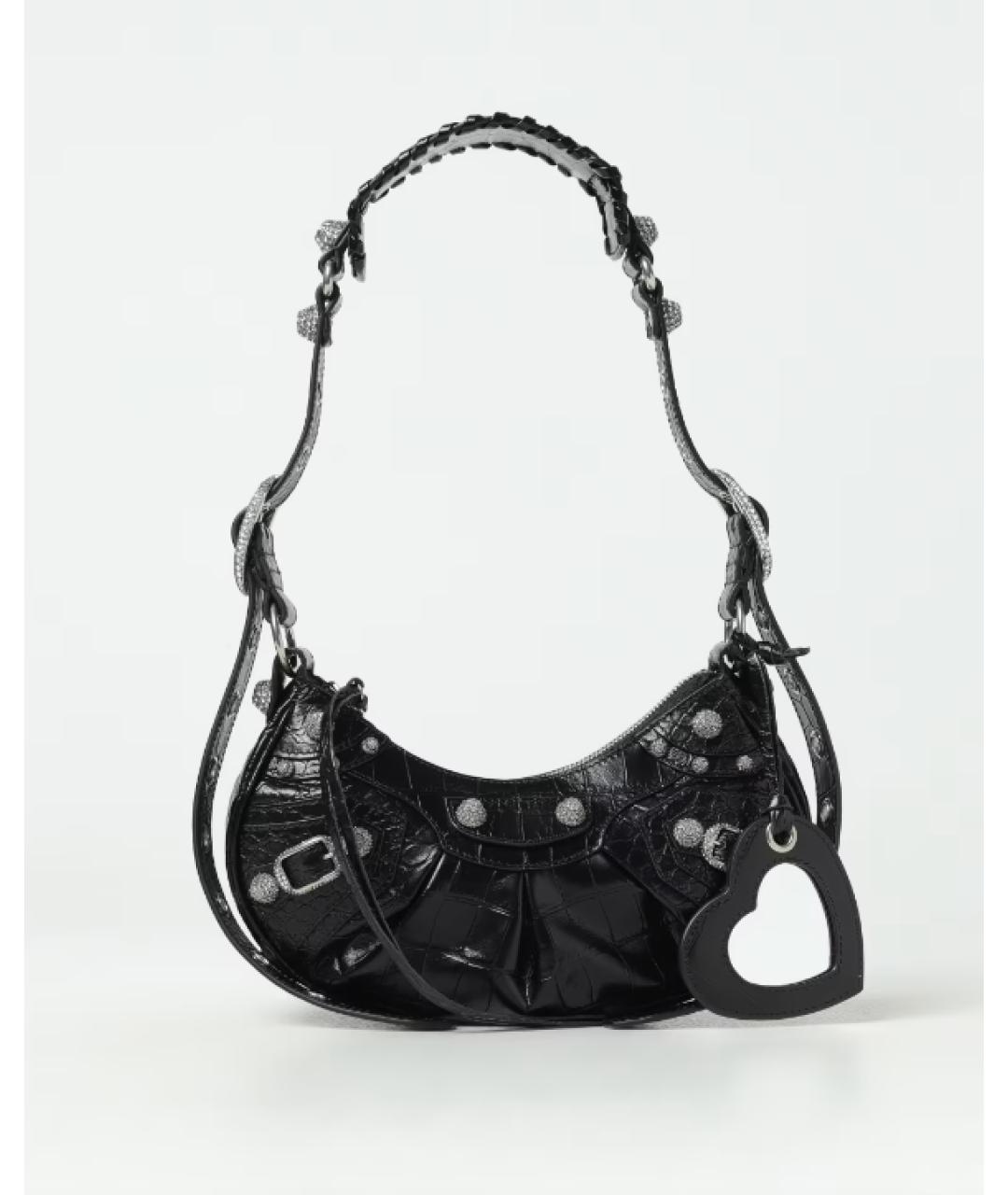 BALENCIAGA Черная кожаная сумка через плечо, фото 4