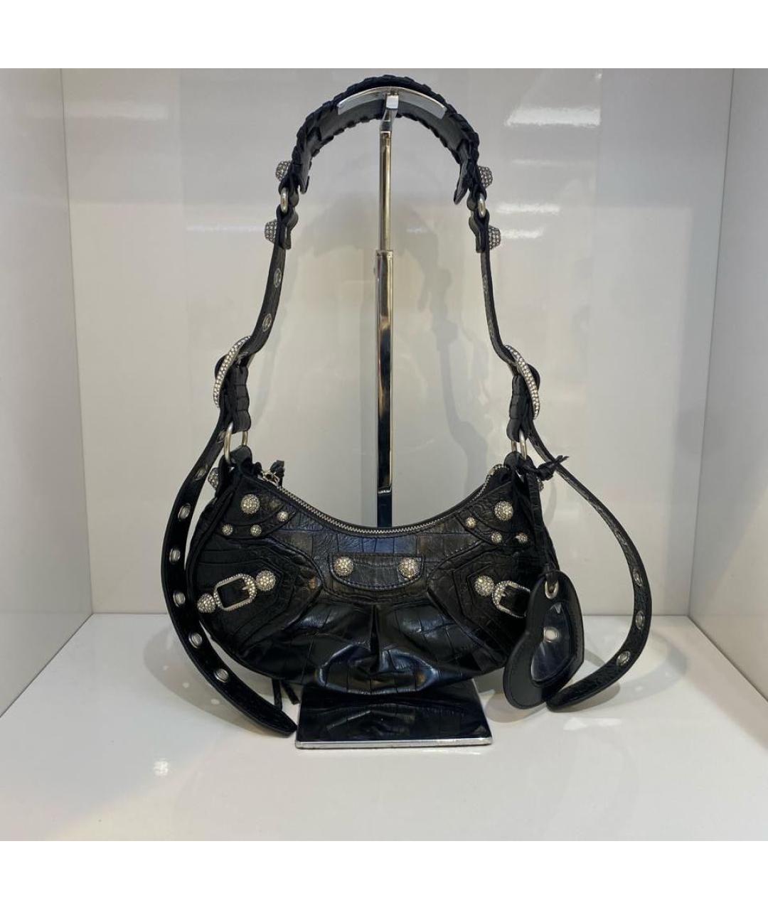 BALENCIAGA Черная кожаная сумка через плечо, фото 2