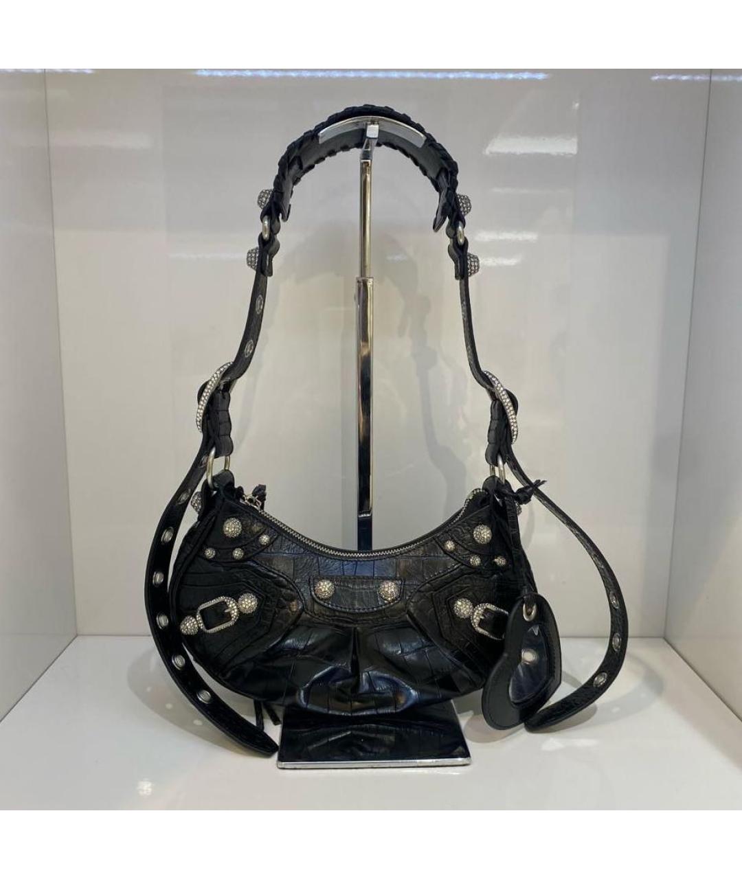 BALENCIAGA Черная кожаная сумка через плечо, фото 3