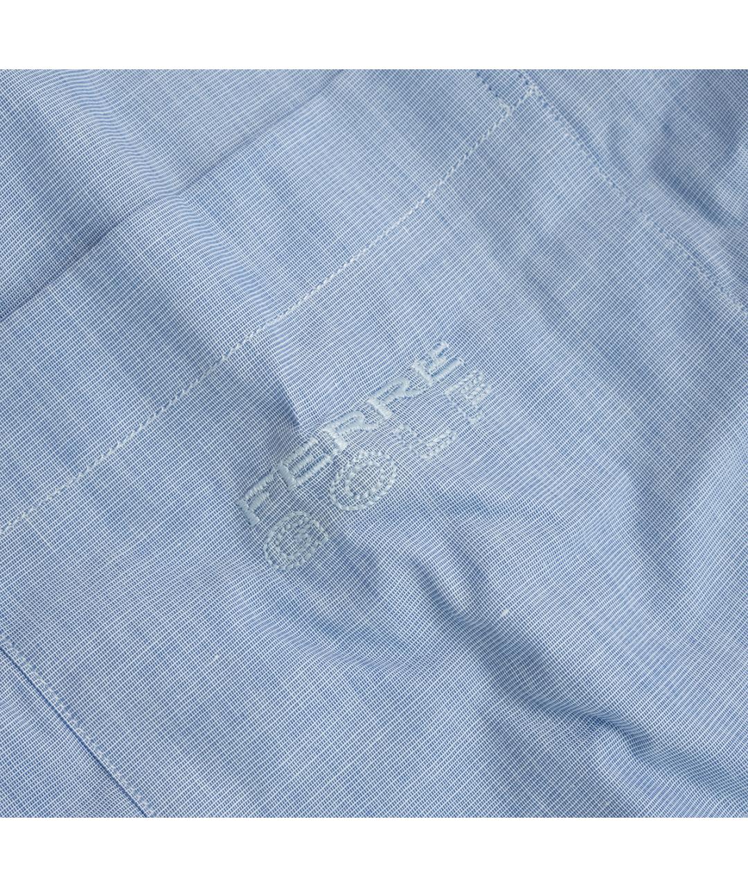 GIANFRANCO FERRE Голубая хлопковая классическая рубашка, фото 5