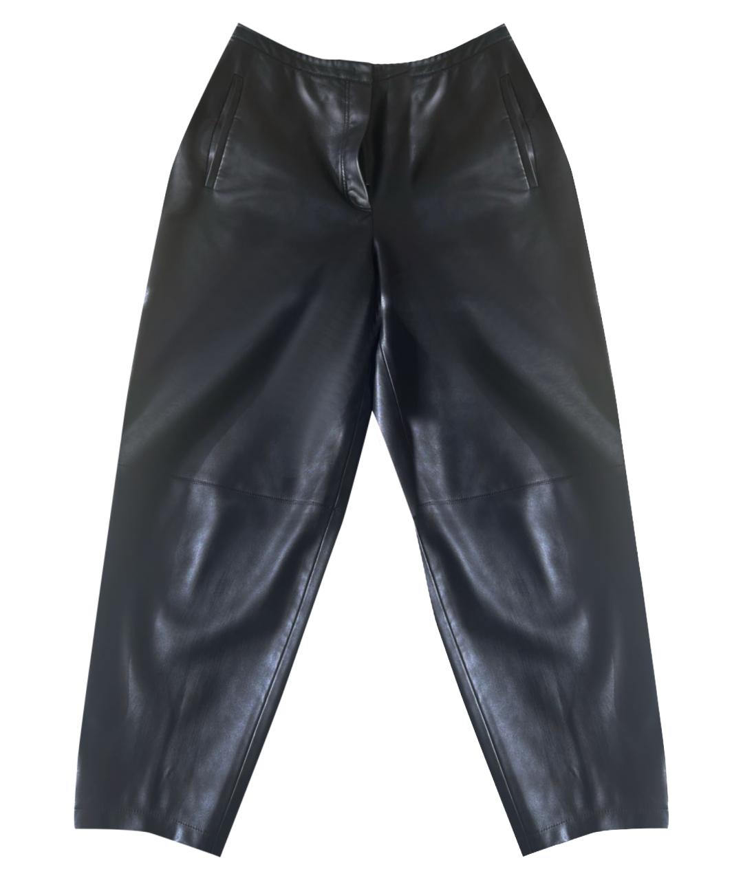 12 STOREEZ Черные кожаные прямые брюки, фото 1
