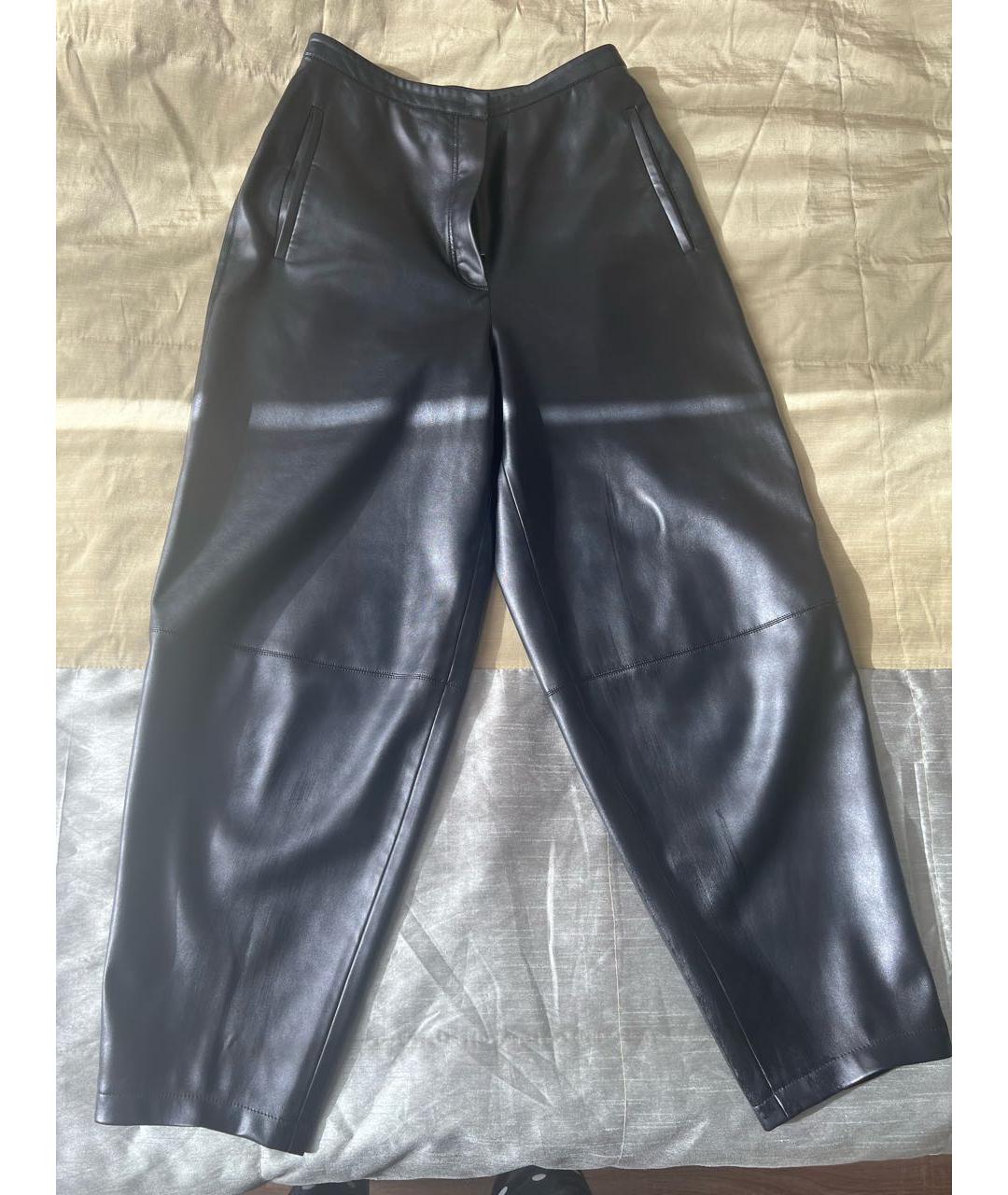 12 STOREEZ Черные кожаные прямые брюки, фото 5