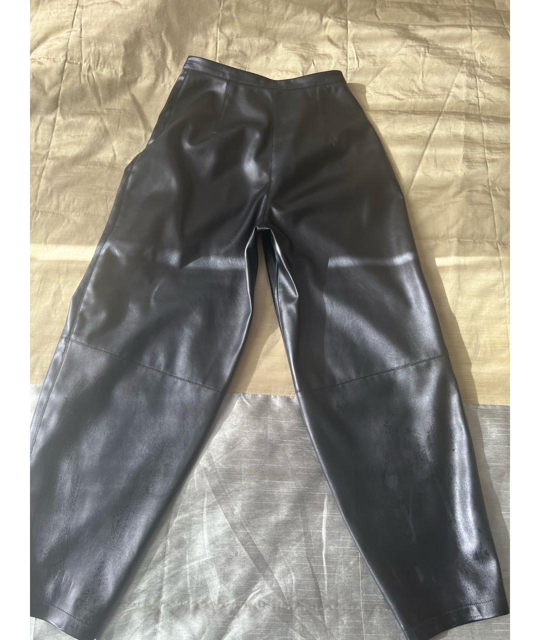 12 STOREEZ Черные кожаные прямые брюки, фото 2